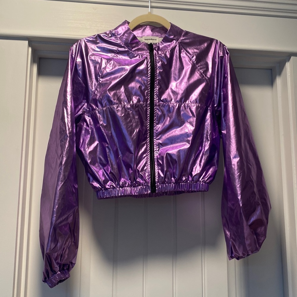 Women's Metallic Purple Coat F2 Purple Metallic Bomber